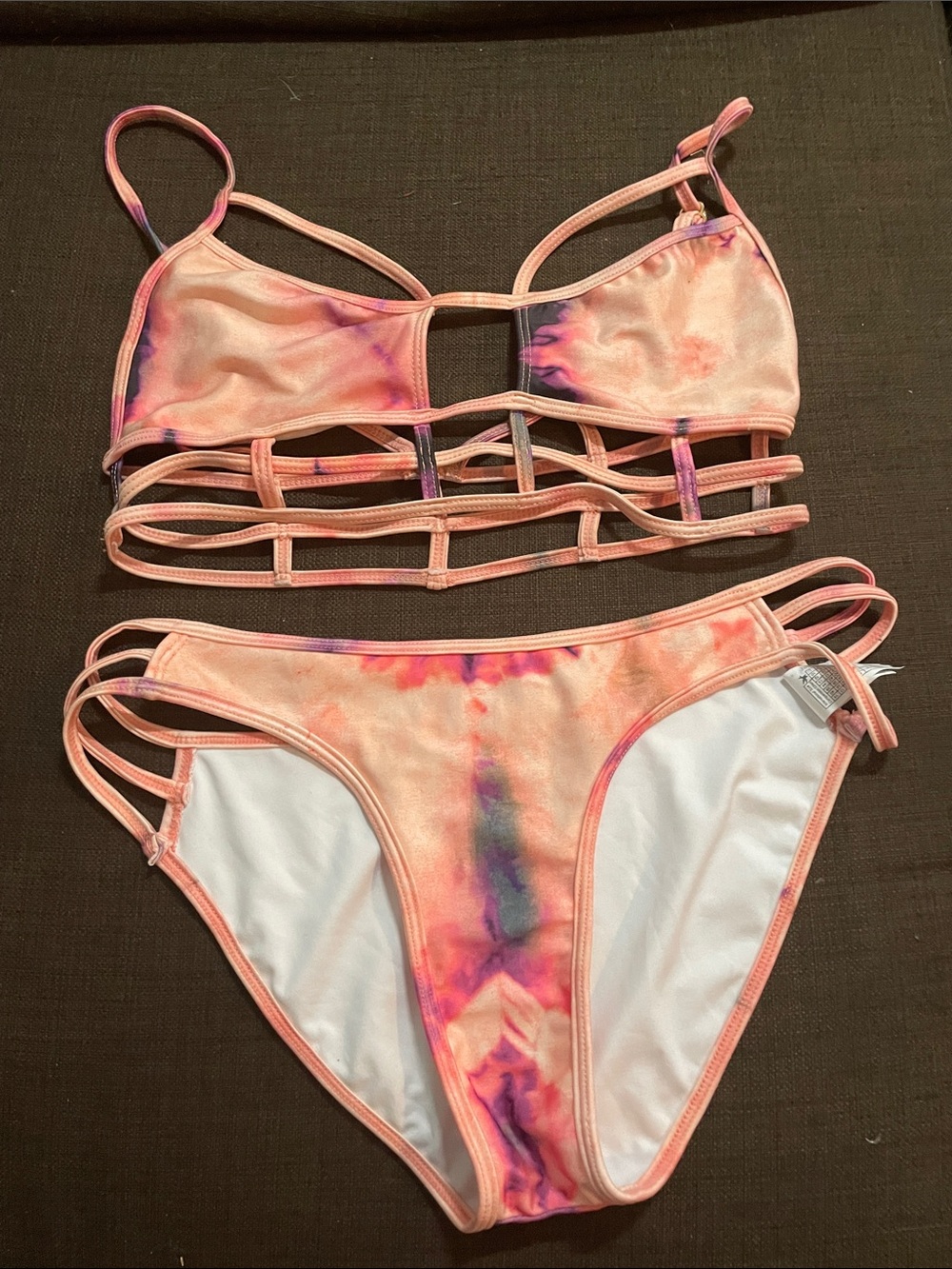 One Teaspoon Peach & Purple Tie-Dye Strappy Bikini